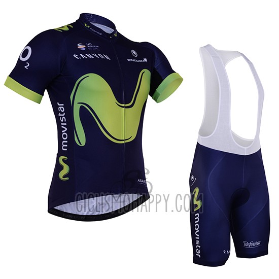 Movistar Cycling Jersey Bib Short 2017 Short Sleeve Black